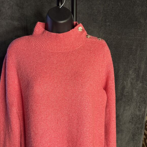 Loft Dress Womens Large Orange Cowl Neck Sweater Dress Long Sleeve Knee Length M - Picture 3 of 10